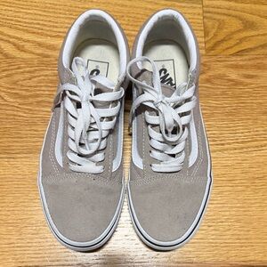 Vans Taupe and White Suede Sneakers